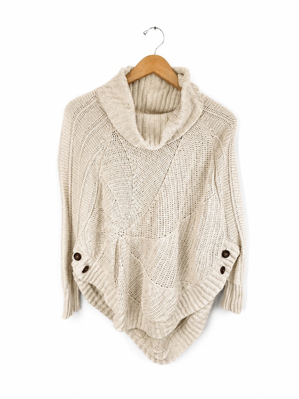 Anthropologie Angel of the North Harvest Moon Cotton Poncho Sweater Size S - Picture 2 of 8